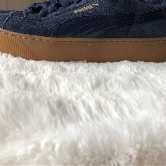 NAVY PUMA SUEDE CHUNKY SOLE SZ 6.5 - Picture 5 of 6